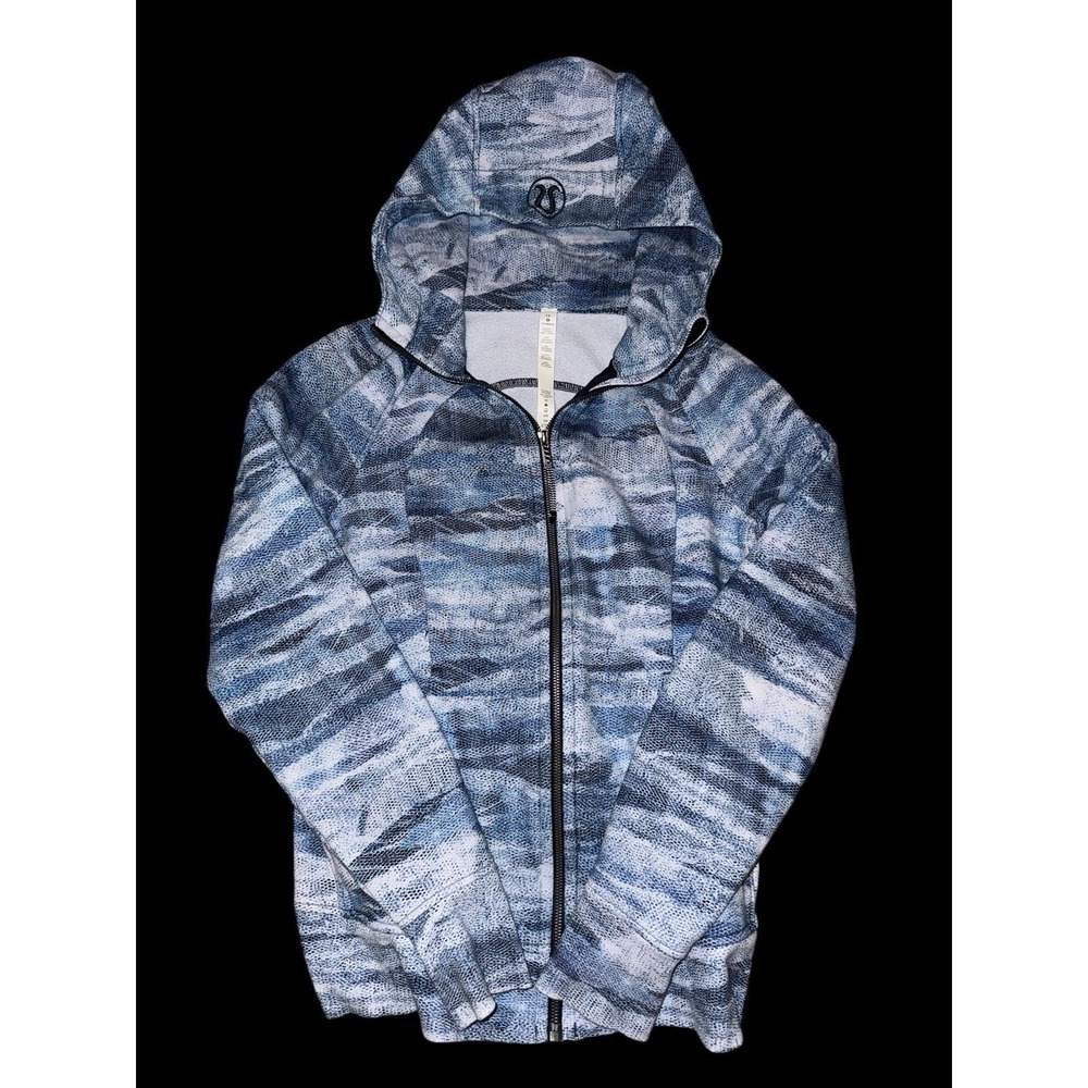 Lululemon Scuba Hoodie Womens 12 Blue Abstract Space Dye Full Zip Fleece Jacket